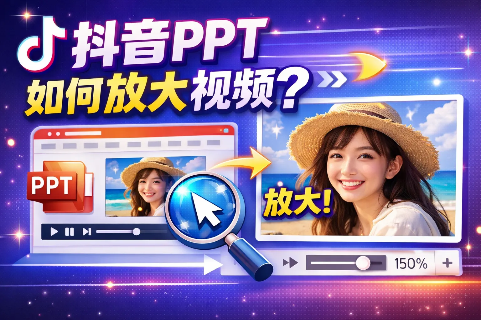 抖音ppt如何放大视频