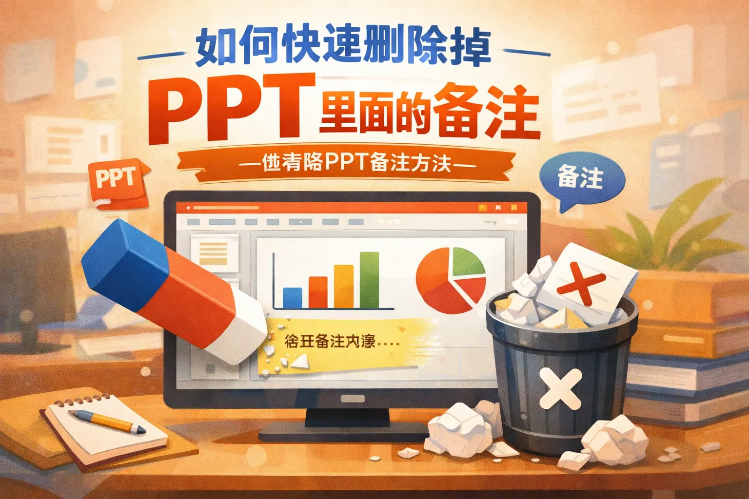 如何快速删除掉ppt里面的备注