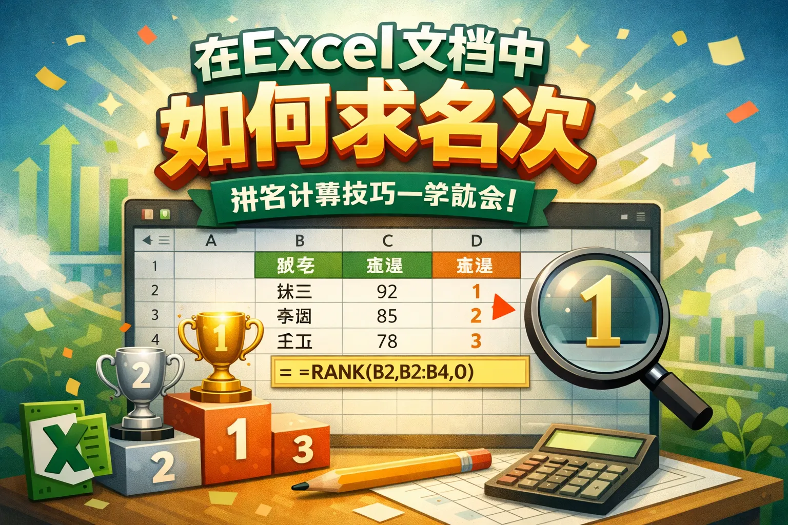在excel文档中 如何求名次