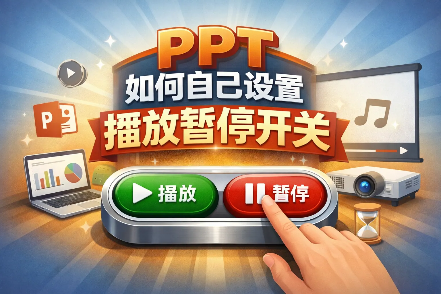 ppt如何自己设置播放暂停开关