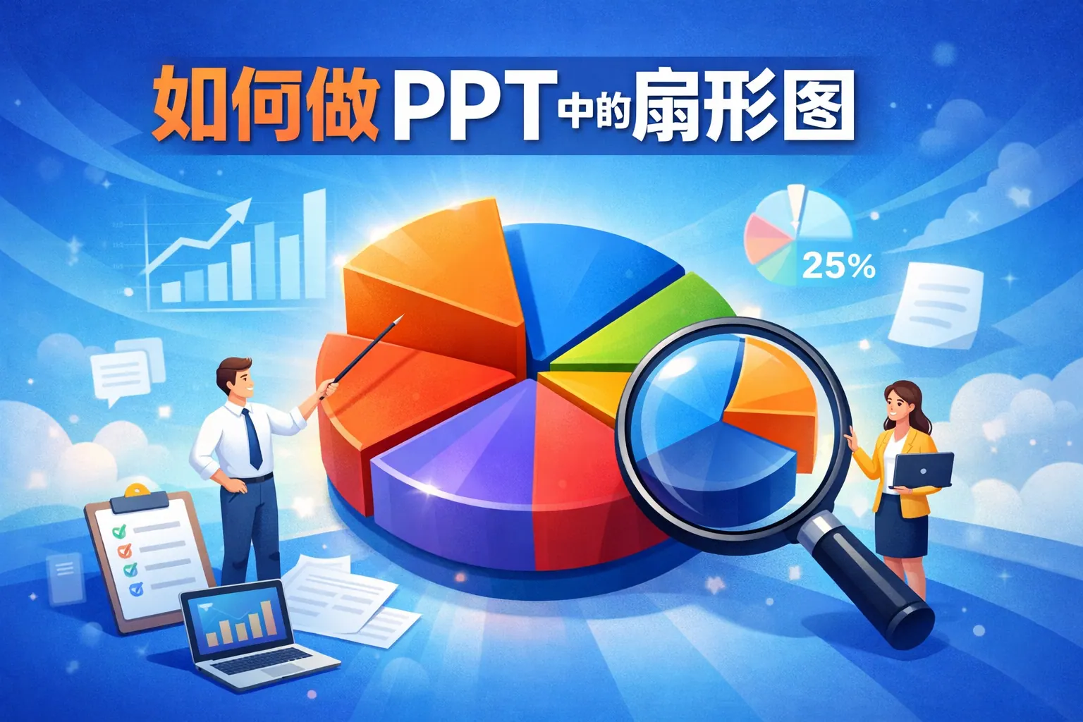 如何做ppt中的扇形图