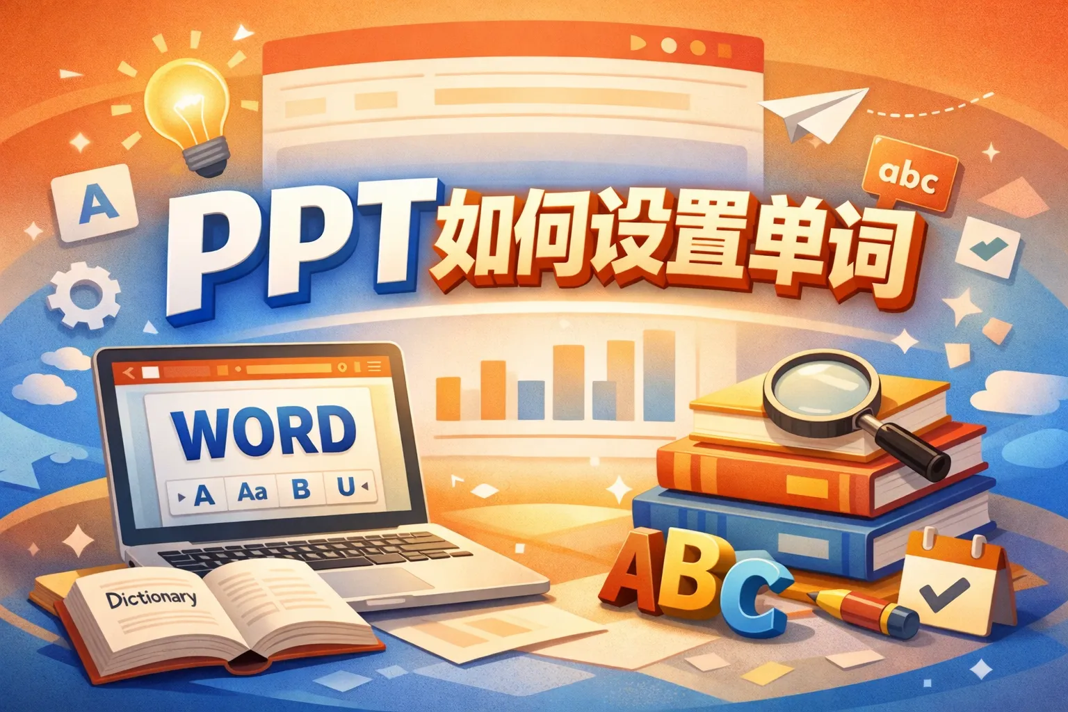 ppt如何设置单词