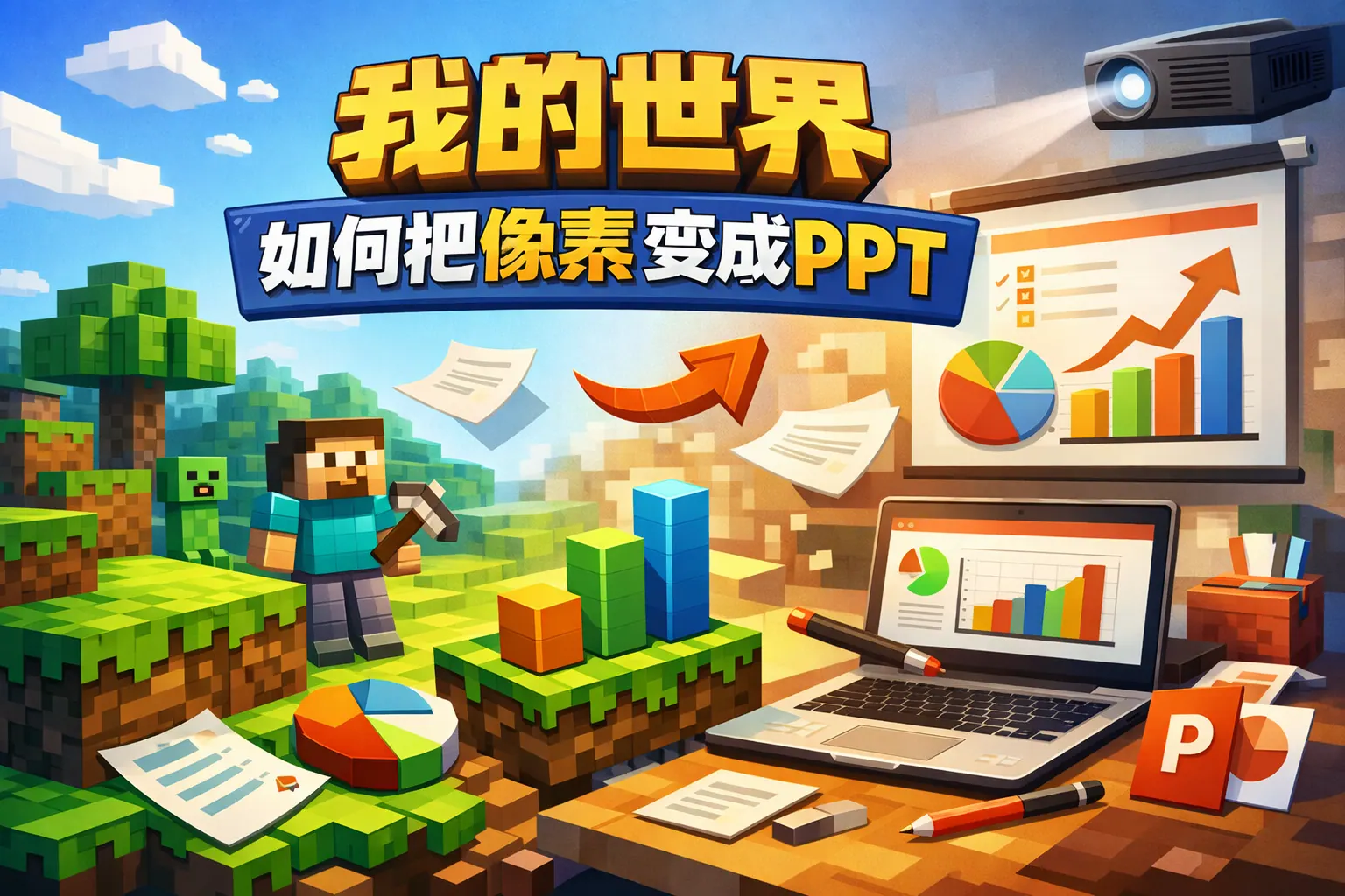 我的世界如何把像素变成ppt