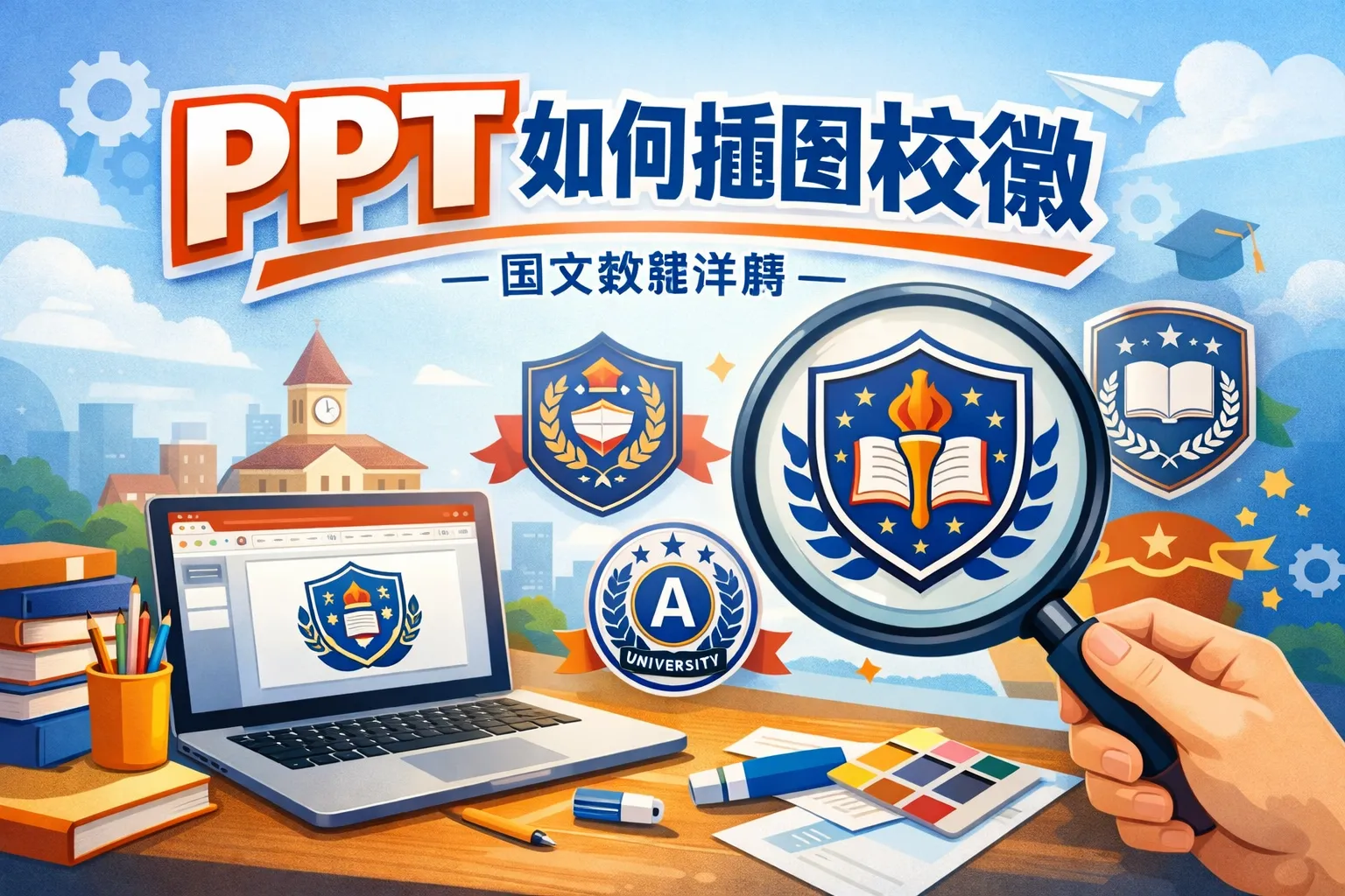 ppt如何插图校徽