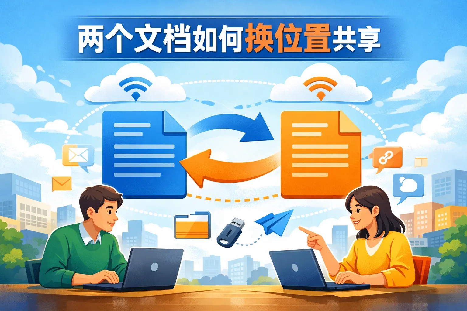 两个文档如何换位置共享