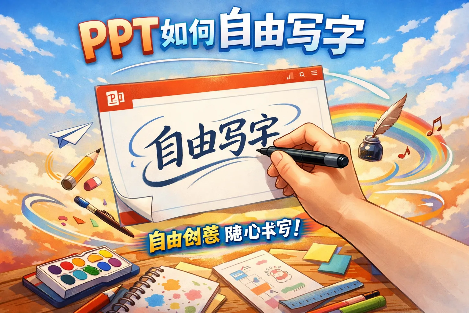 ppt如何自由写字