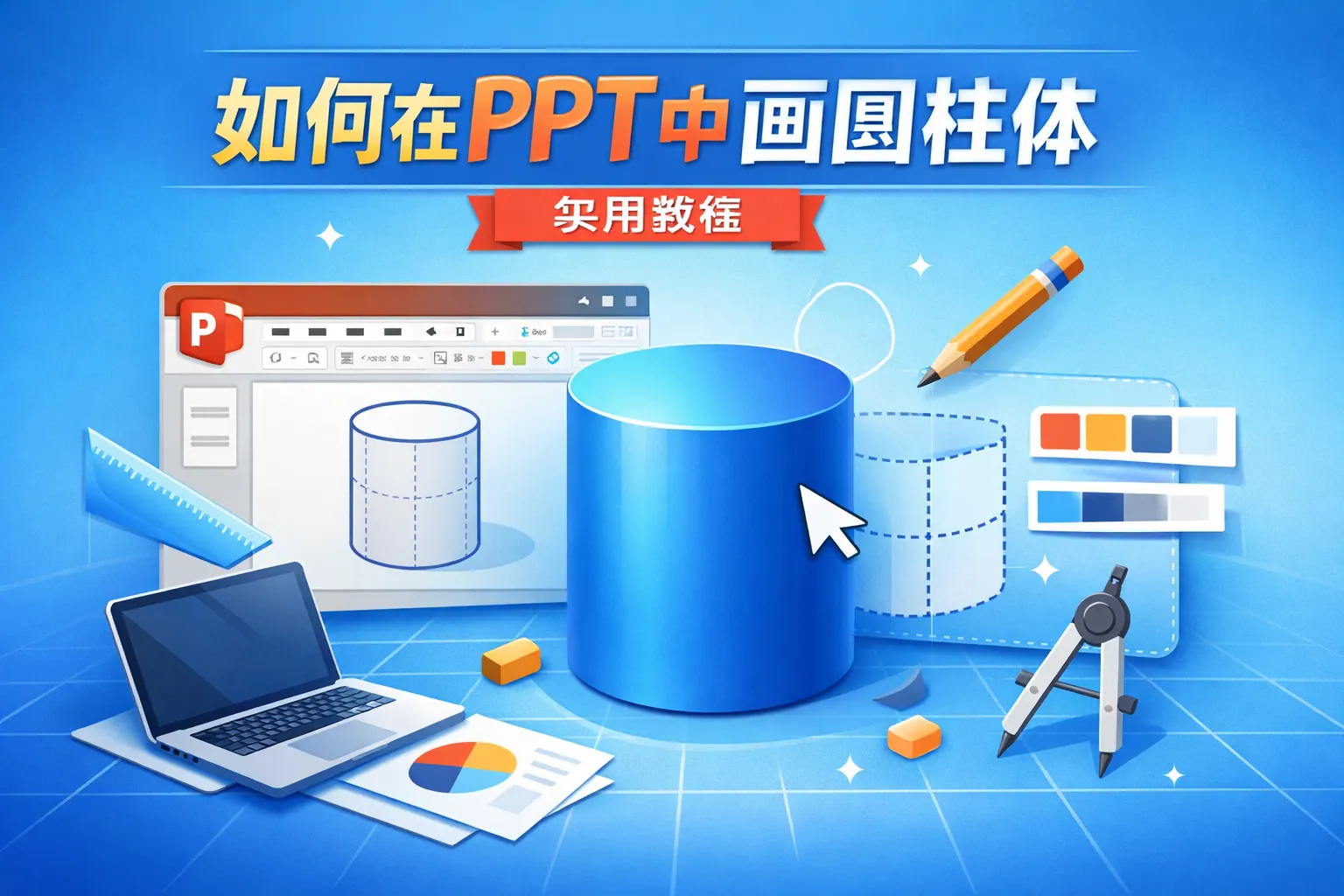 如何在ppt中画圆柱体