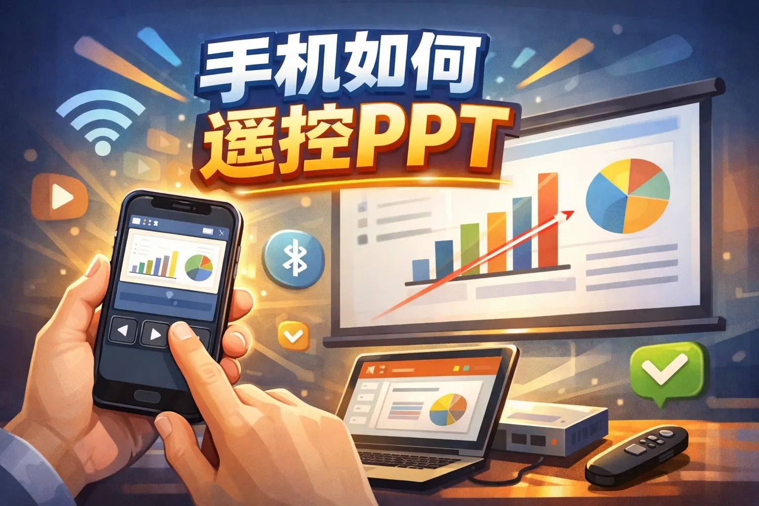 手机如何摇控ppt