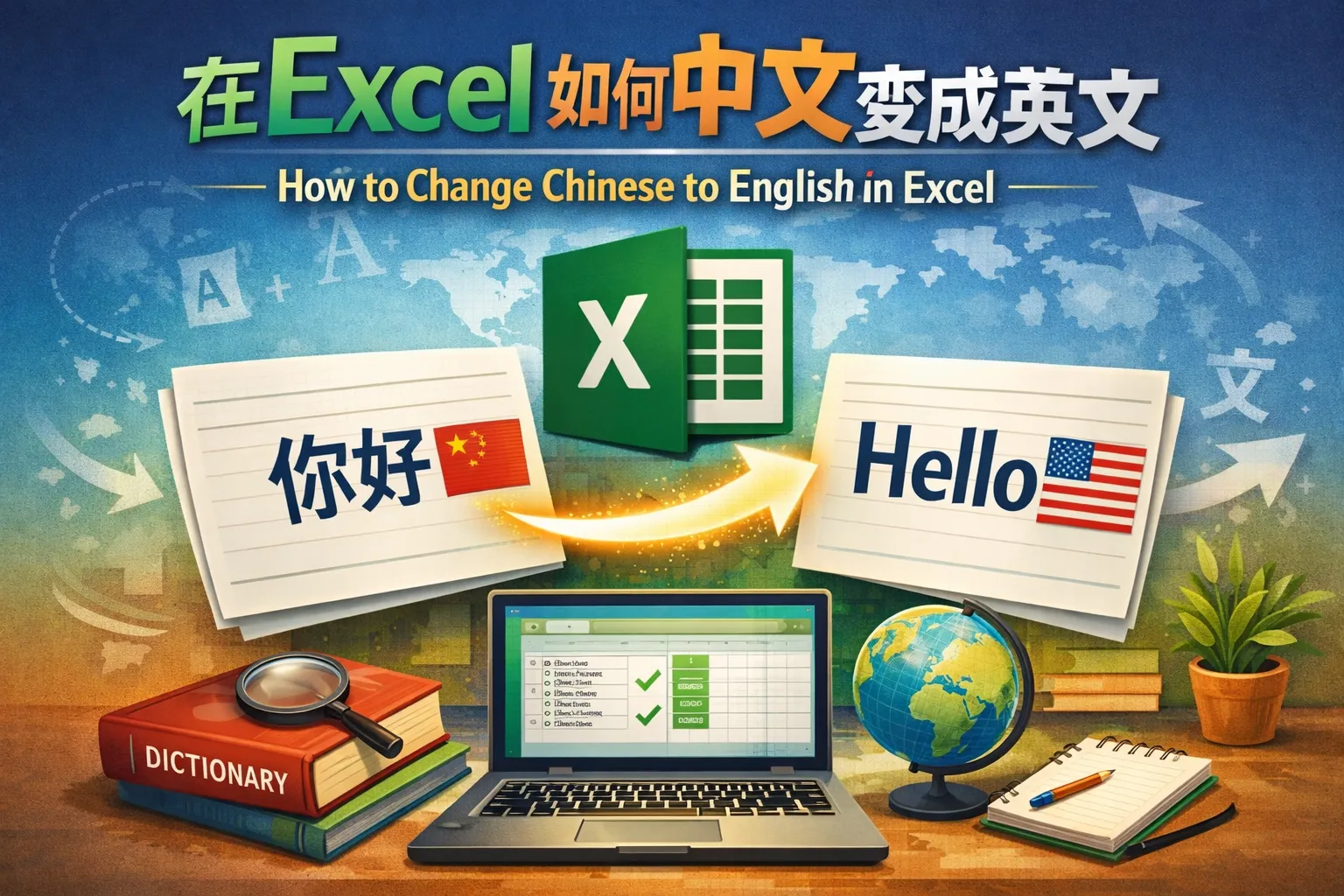 在excel如何中文变成英文