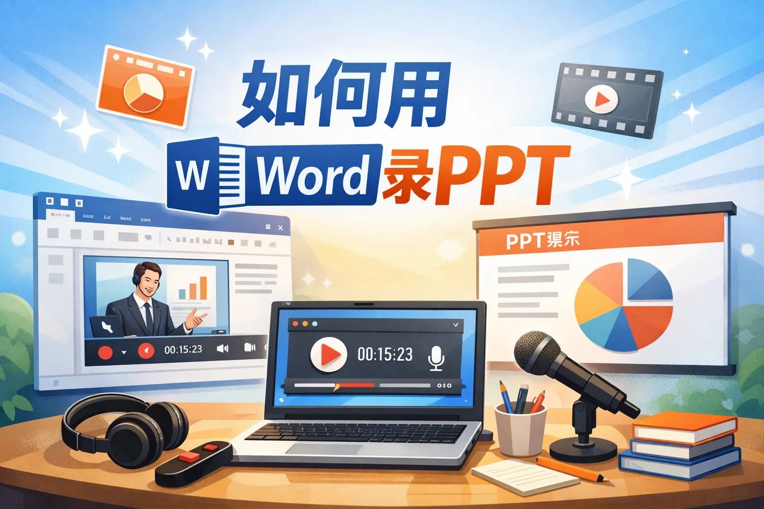 如何用word录ppt