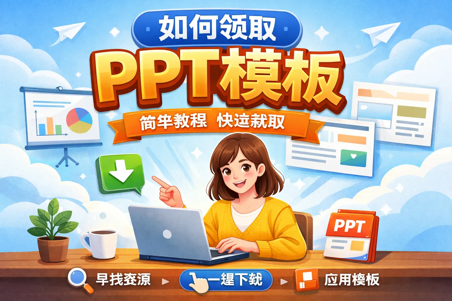 如何领取ppt模板