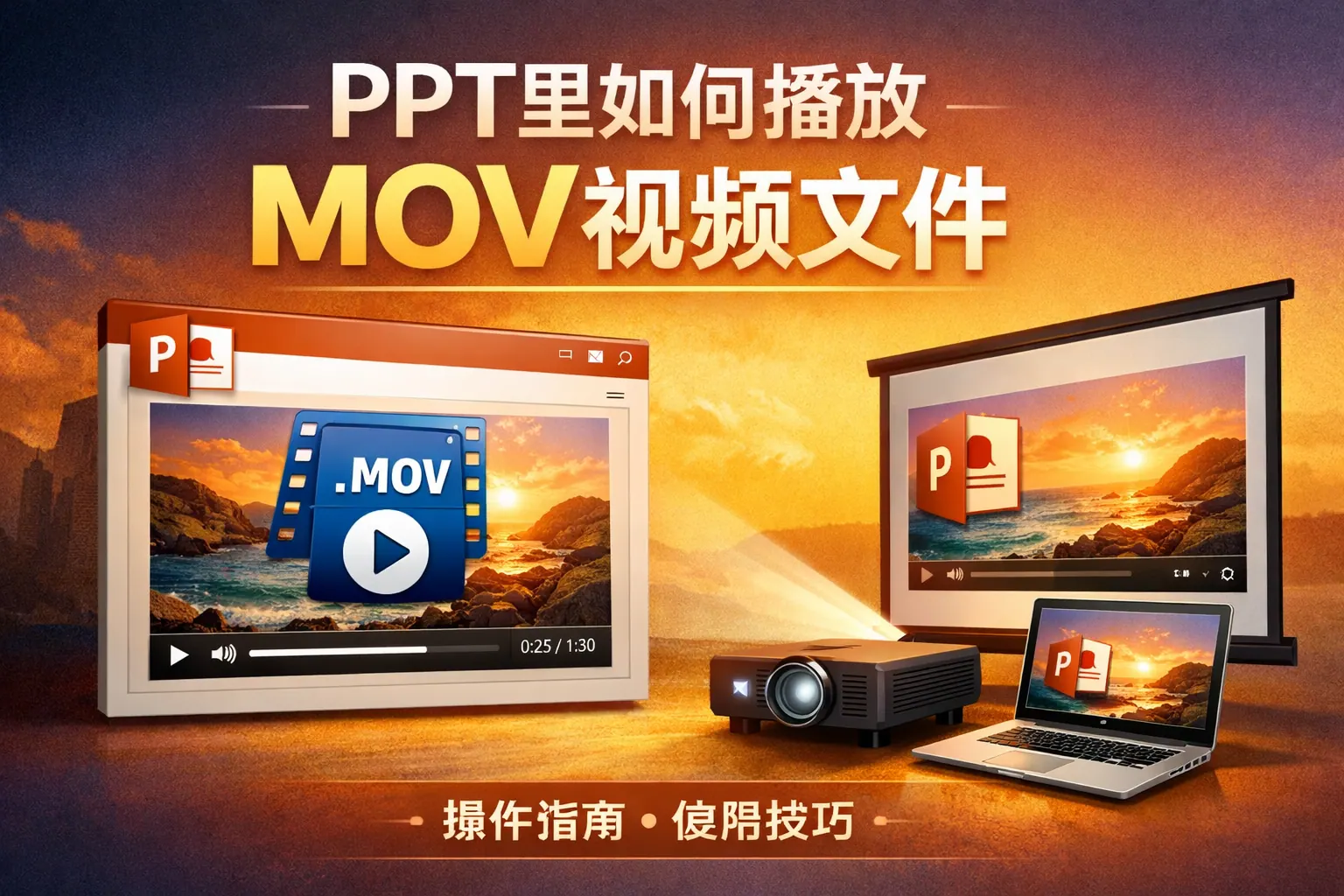 ppt里如何播放mov视频文件