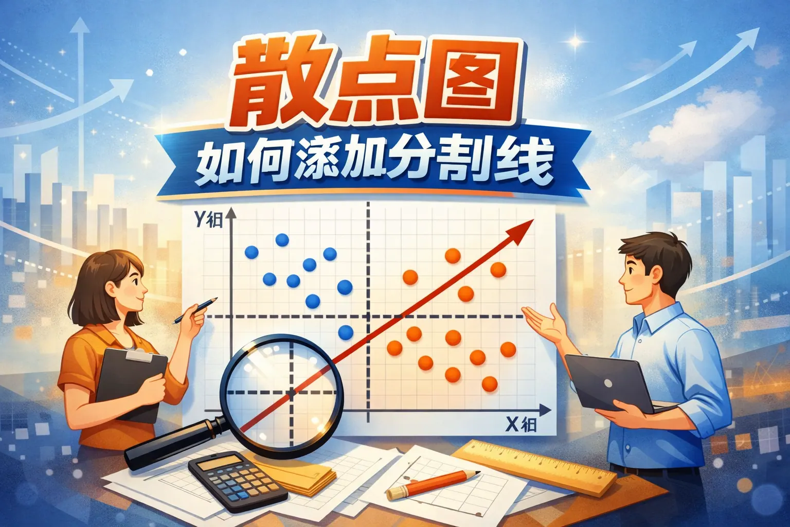 ppt散点图如何添加分割线