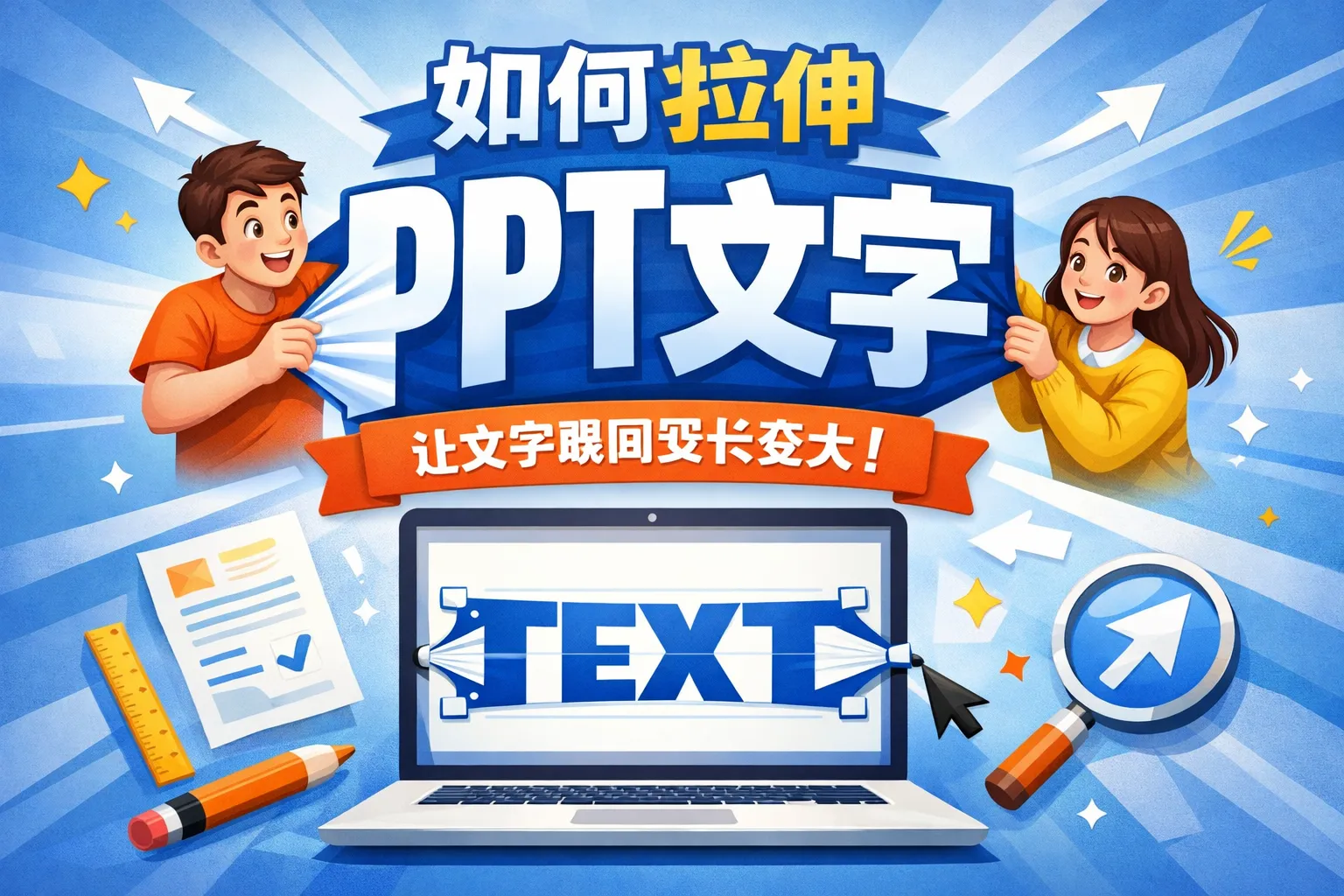 如何拉伸ppt文字