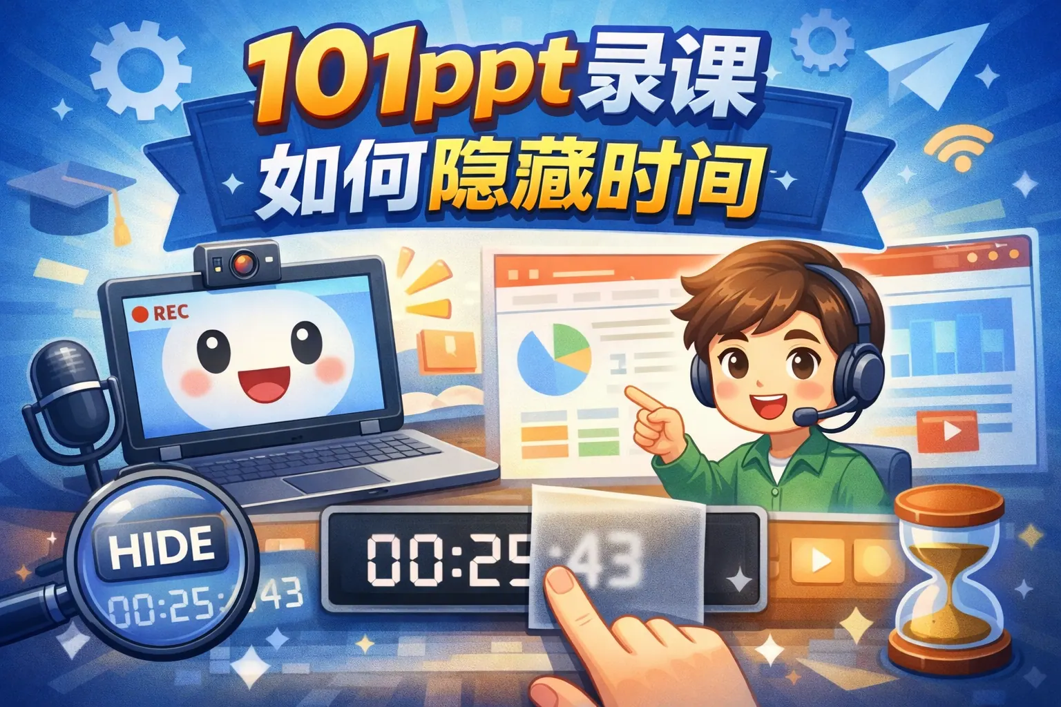 101ppt录课如何隐藏时间