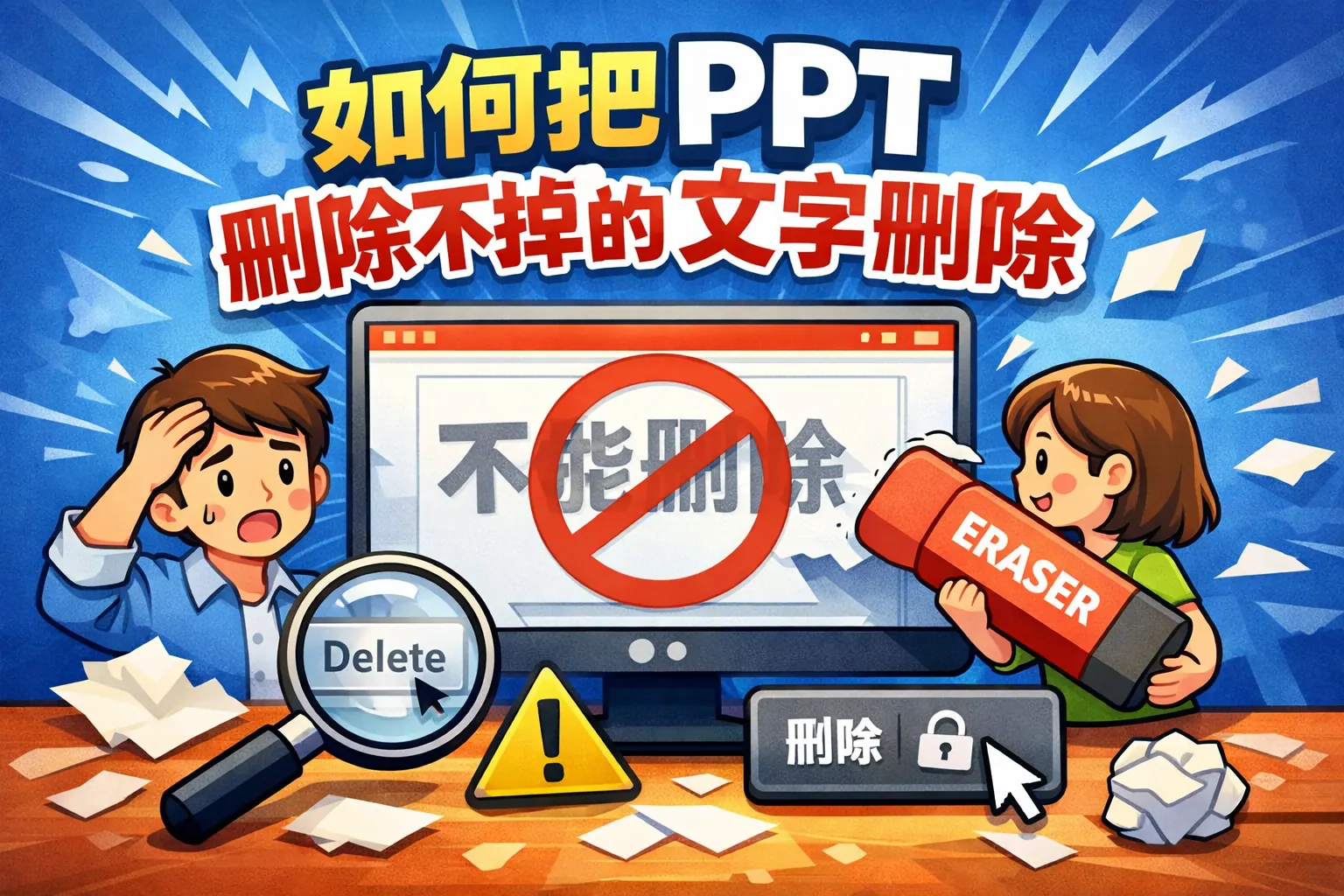 如何把ppt删除不掉的文字删除