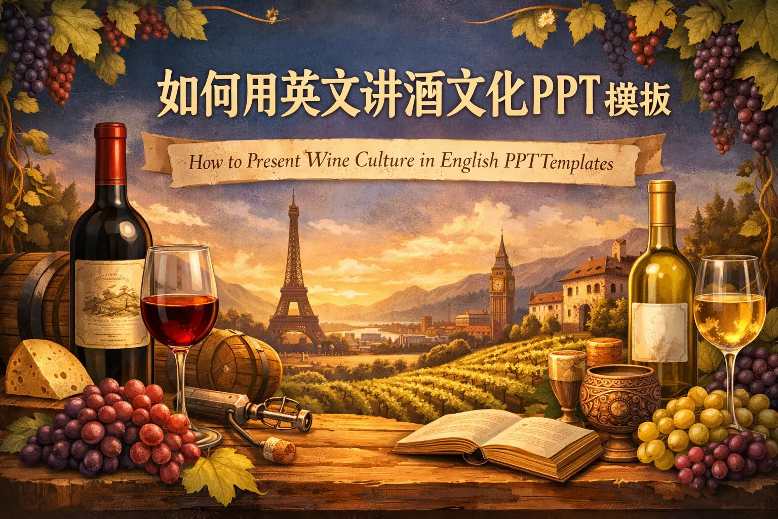 如何用英文讲酒文化ppt模板