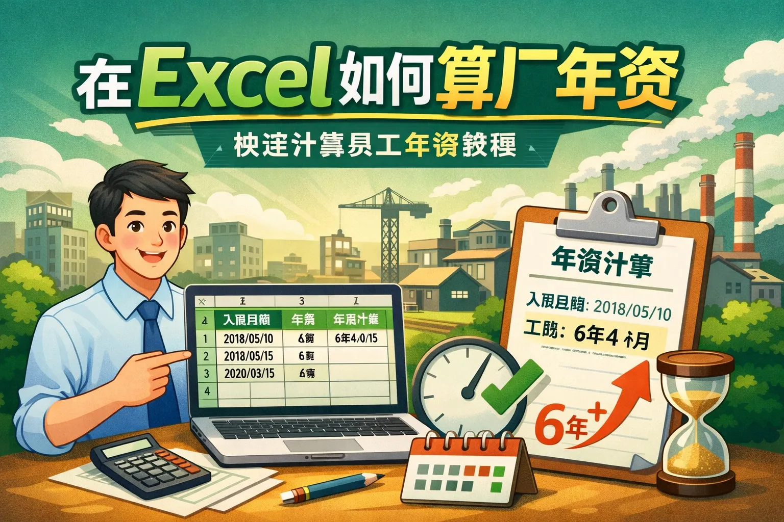 在excel如何算进厂年资