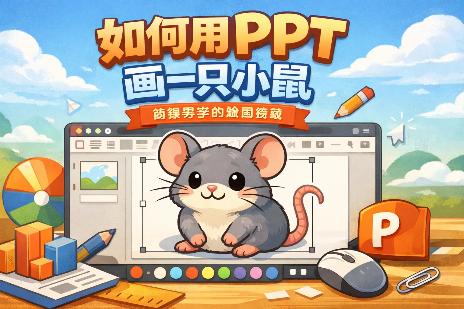 如何用ppt画一只小鼠