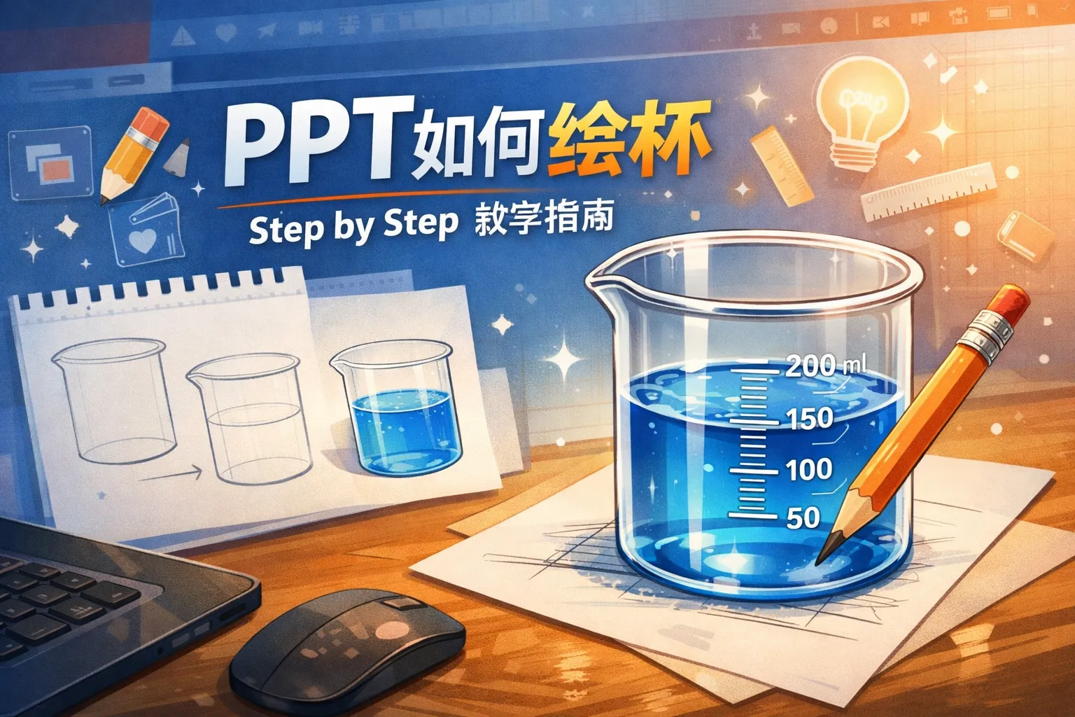 ppt如何绘画烧杯