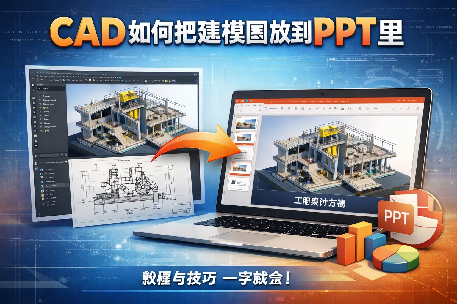 cad如何把建模图放到ppt里