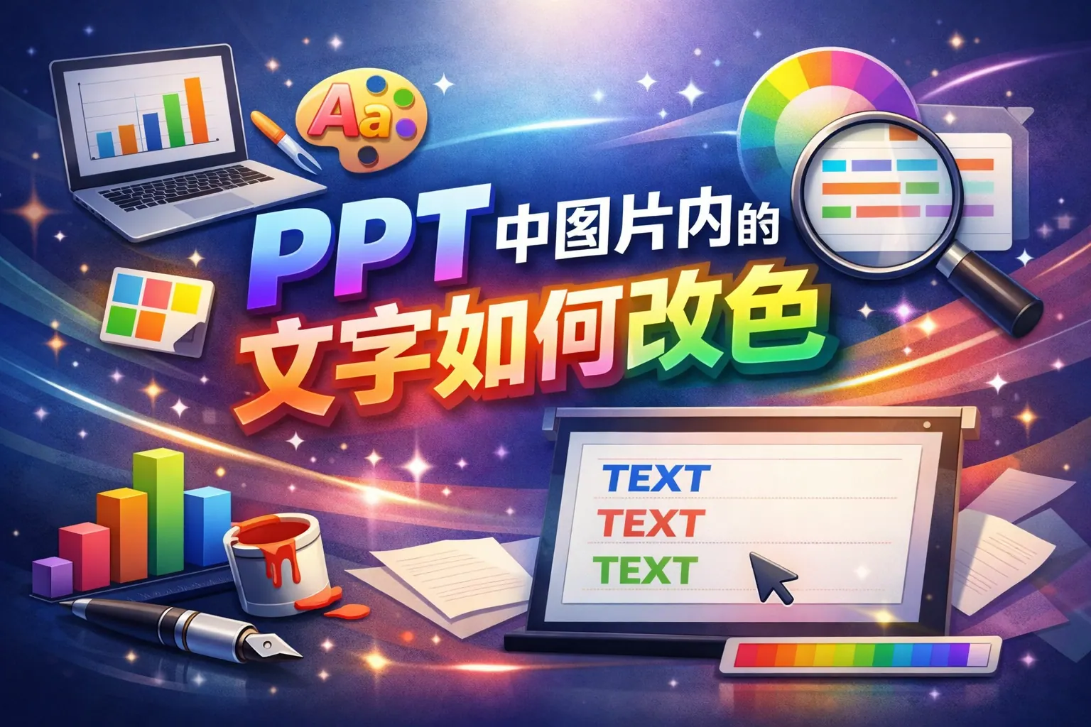 ppt中图片内的文字如何改色