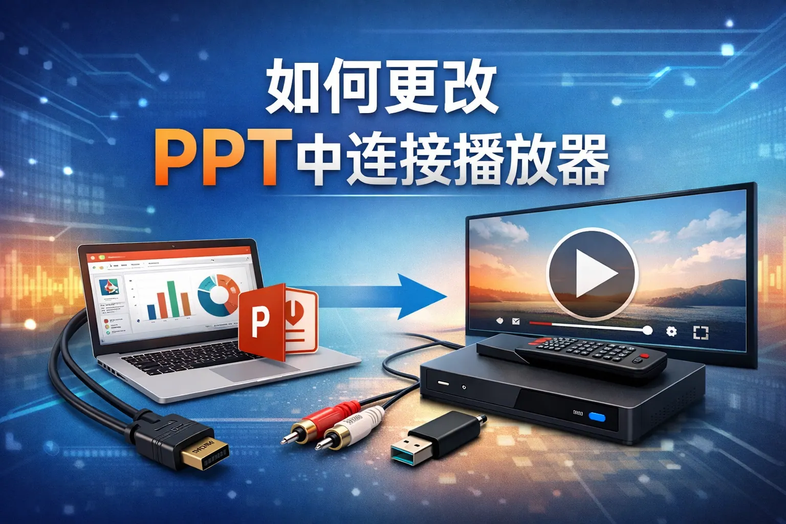 如何更改ppt中连接播放器