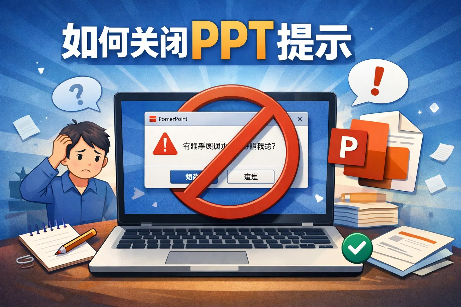 如何关闭ppt提示