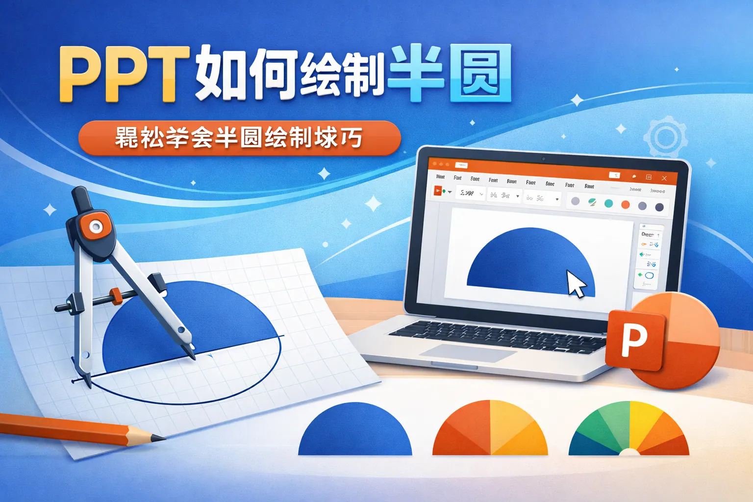 ppt如何绘制半圆