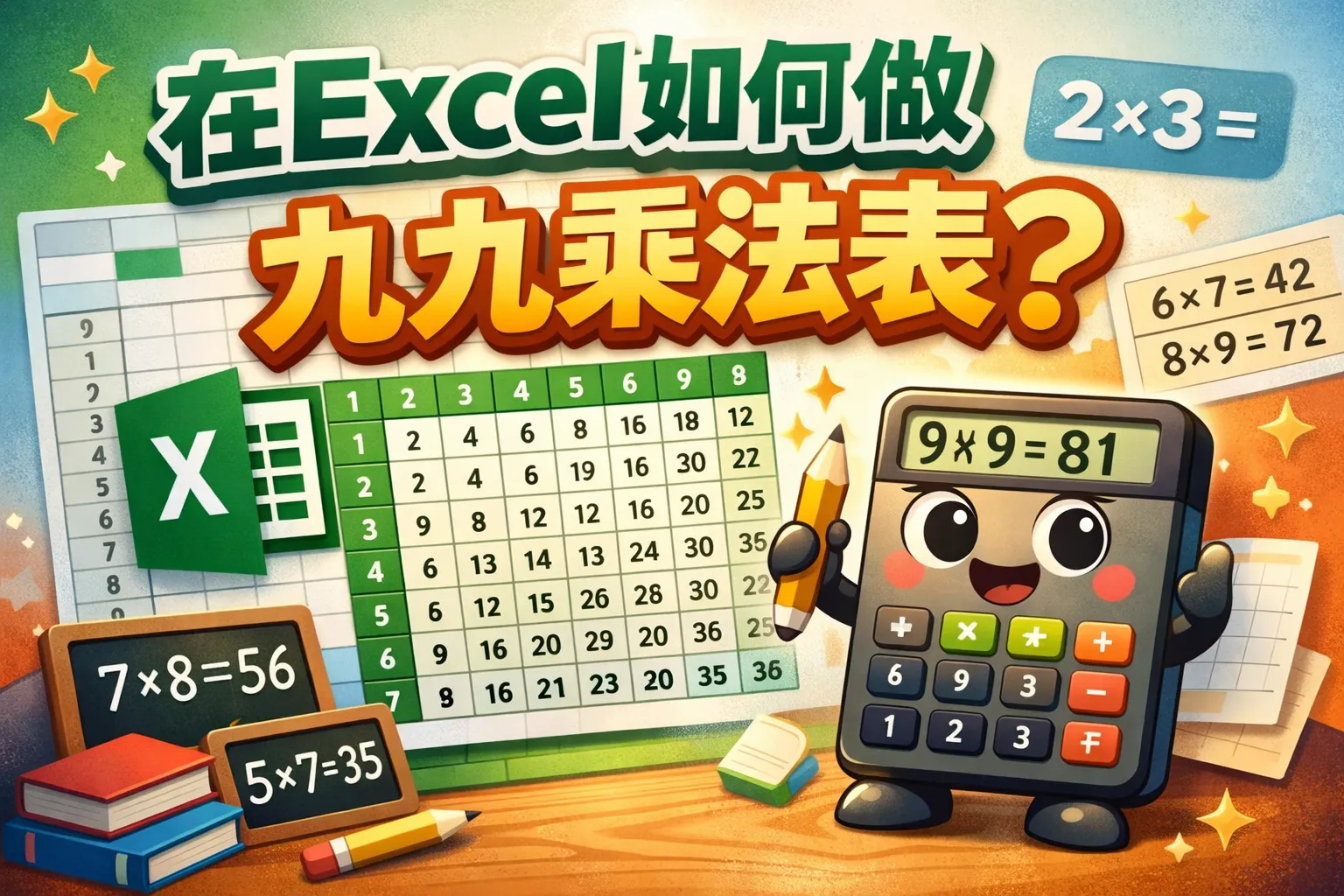 在excel如何做九九乘法