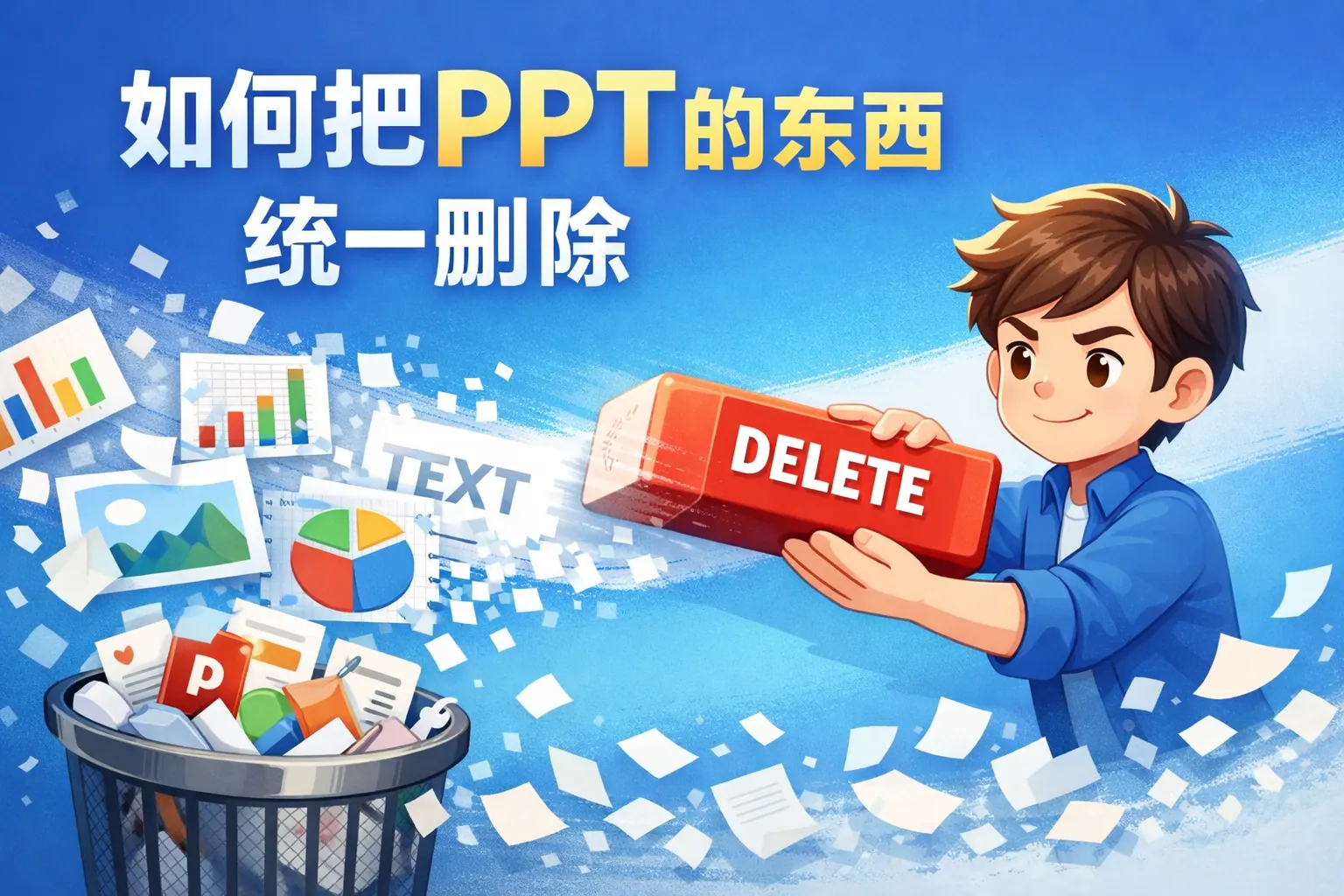 如何把ppt的东西统一删除