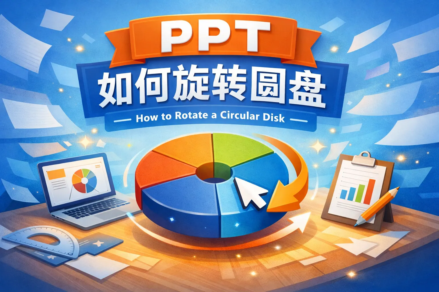 ppt如何旋转圆盘