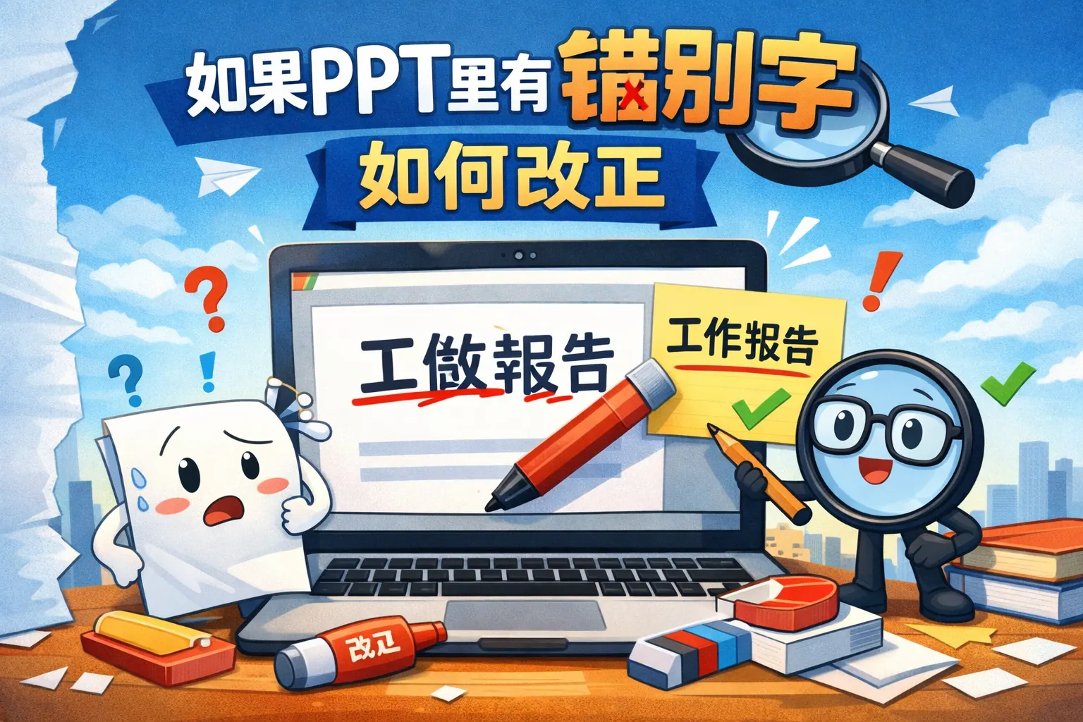 如果ppt里有错别字 如何改正