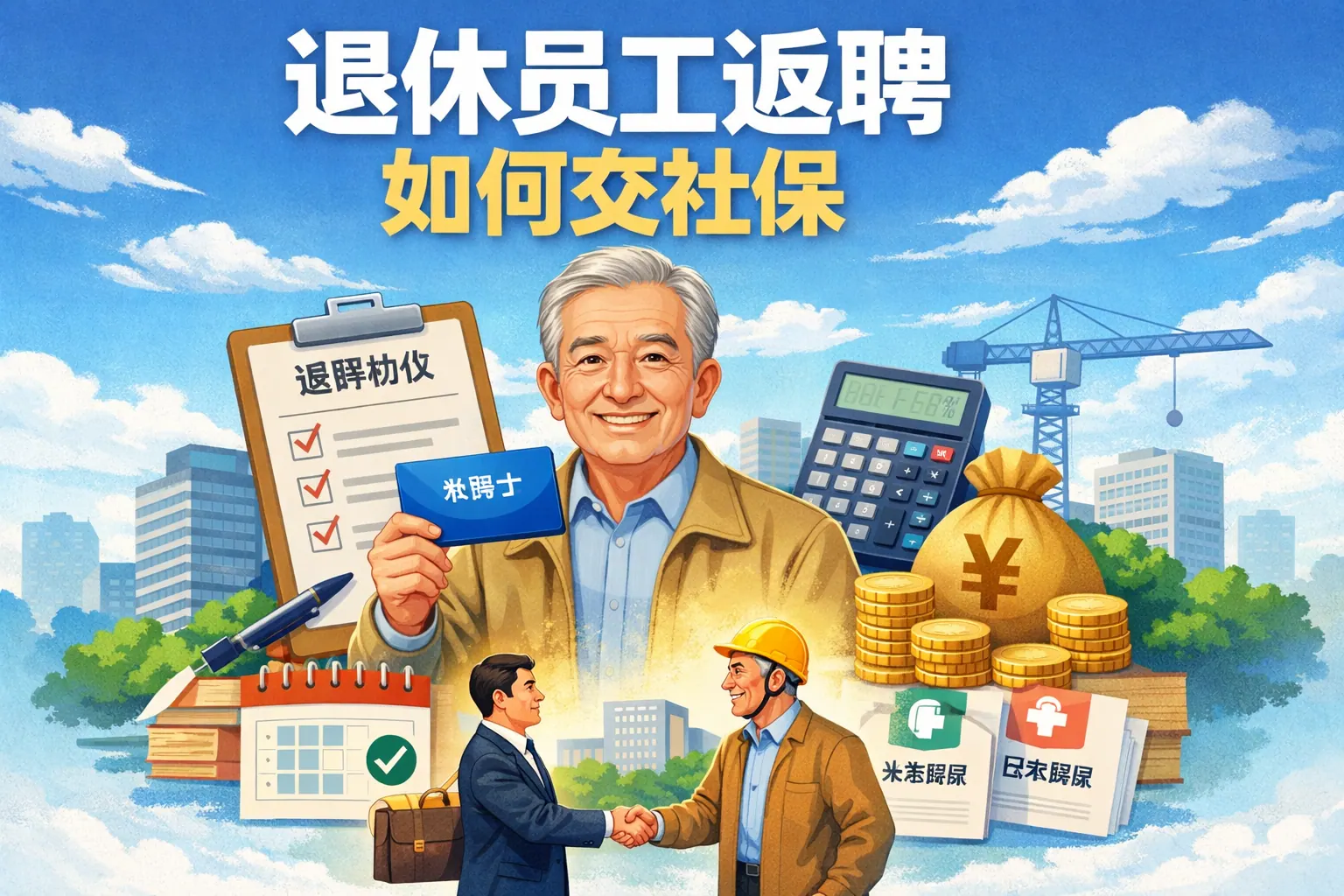 退休员工返聘如何交社保