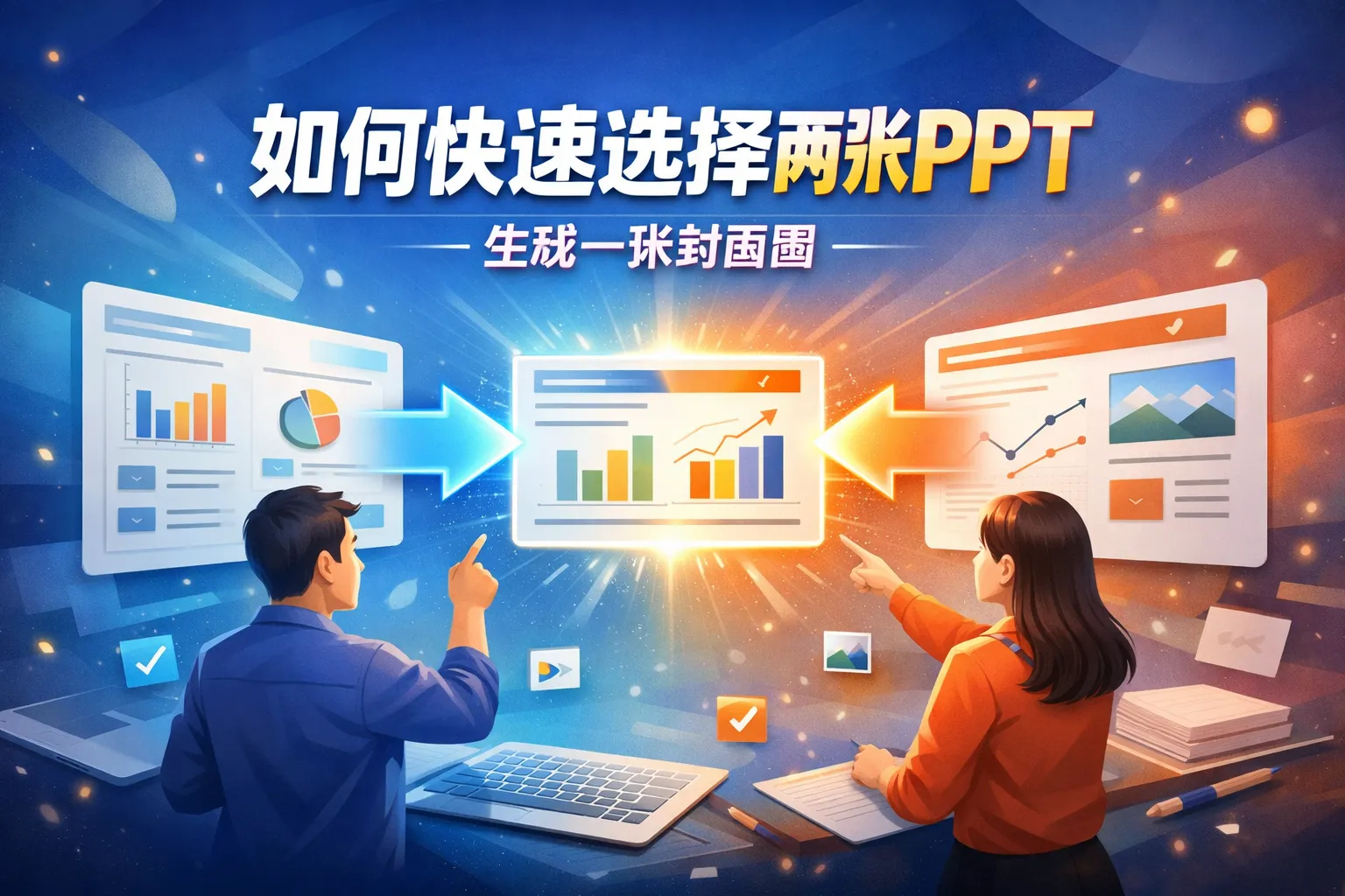 如何快速选择两张ppt