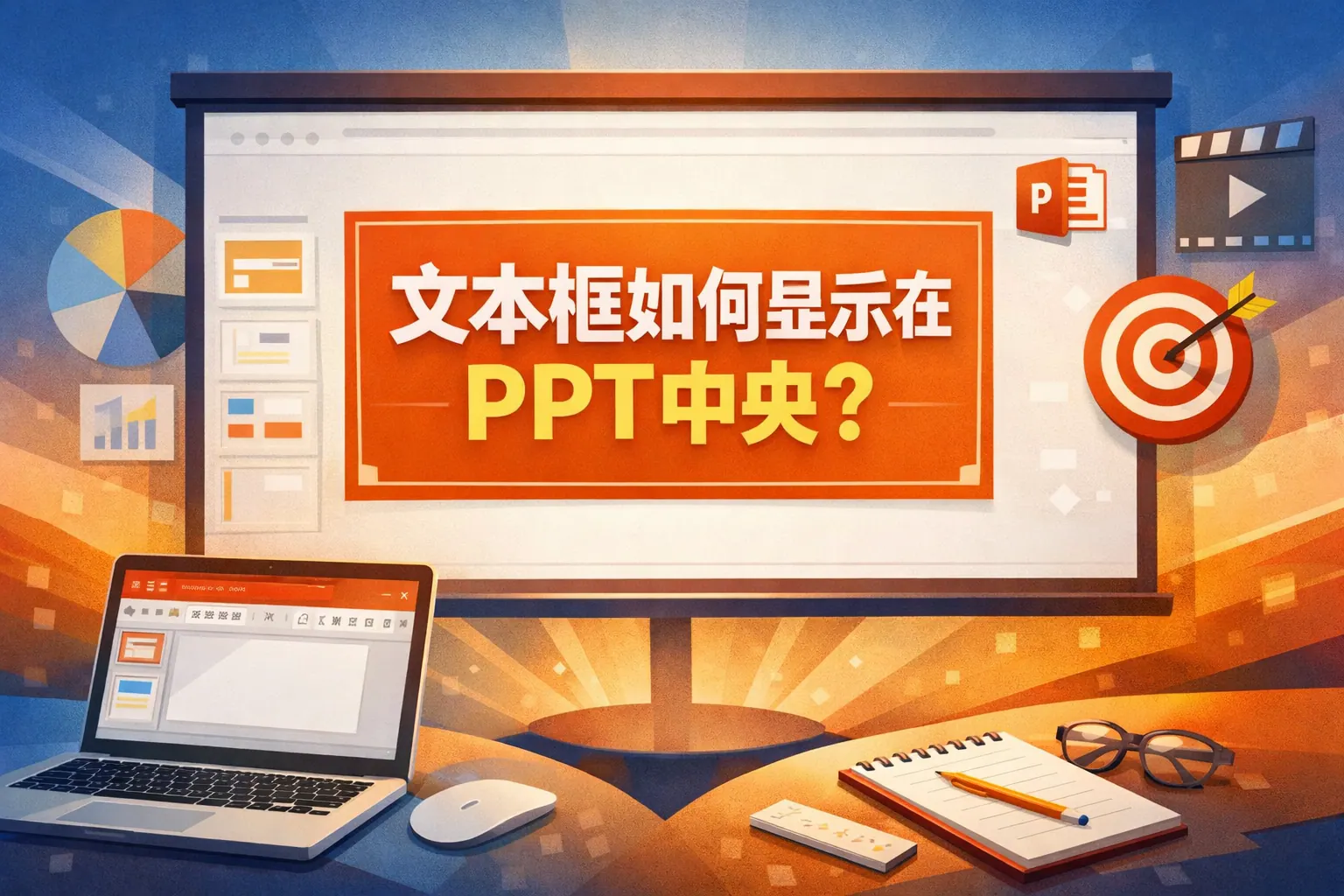 文本框如何显示在ppt中央