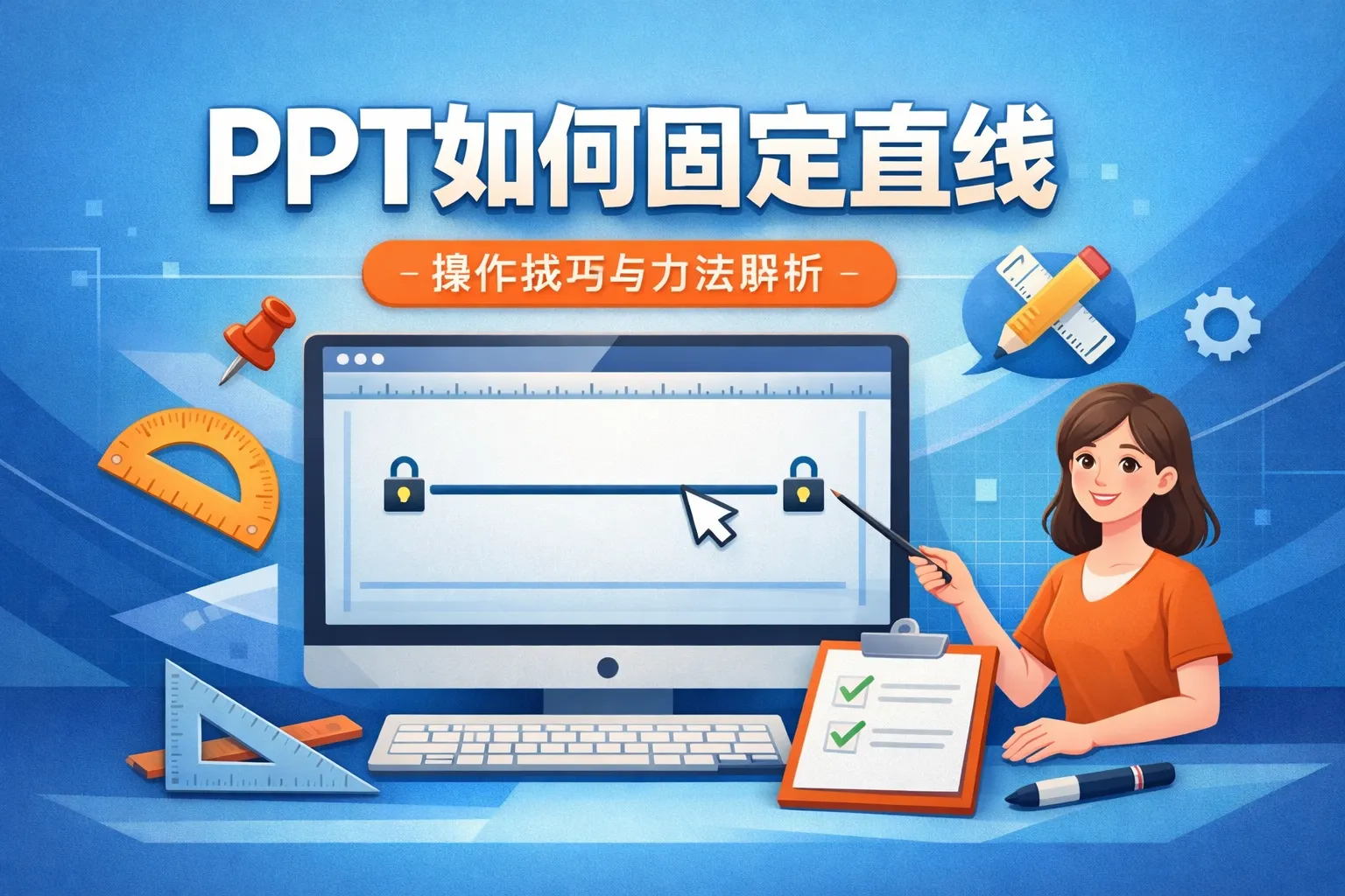 ppt如何固定直线