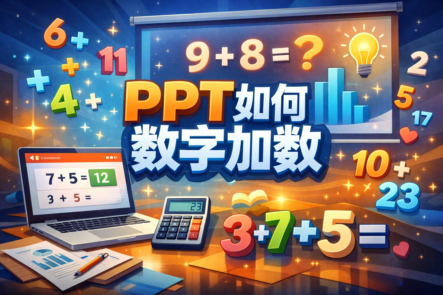ppt如何数字加数