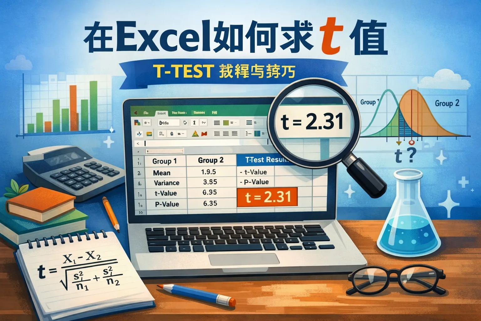 在excel如何求t值