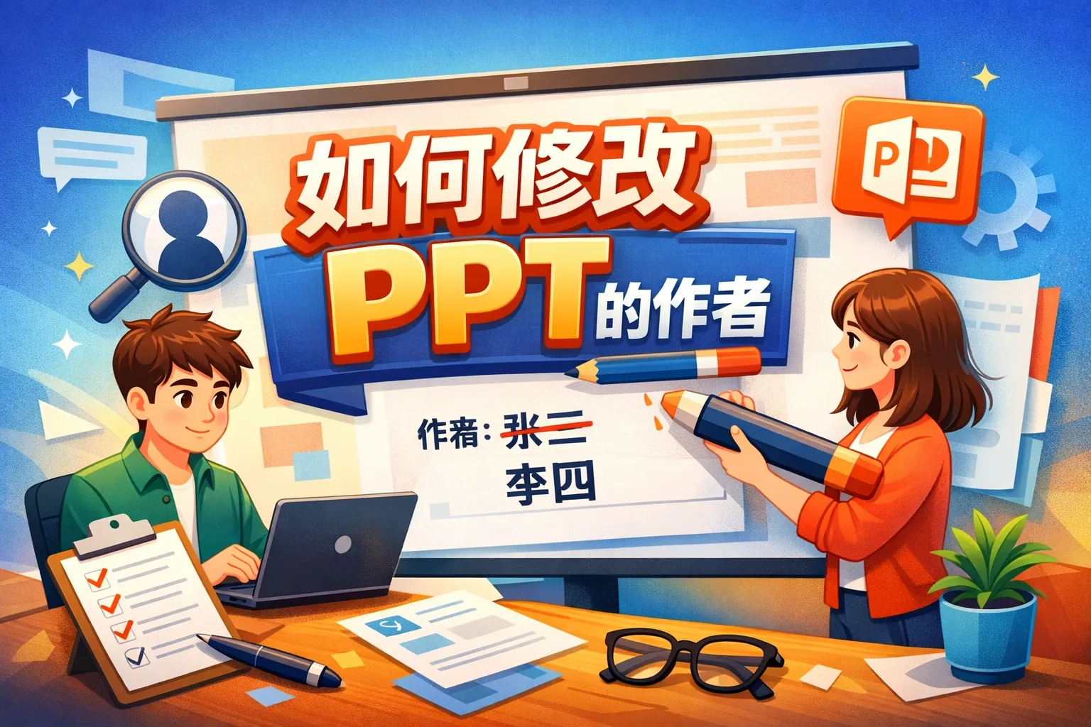 如何修改ppt的作者