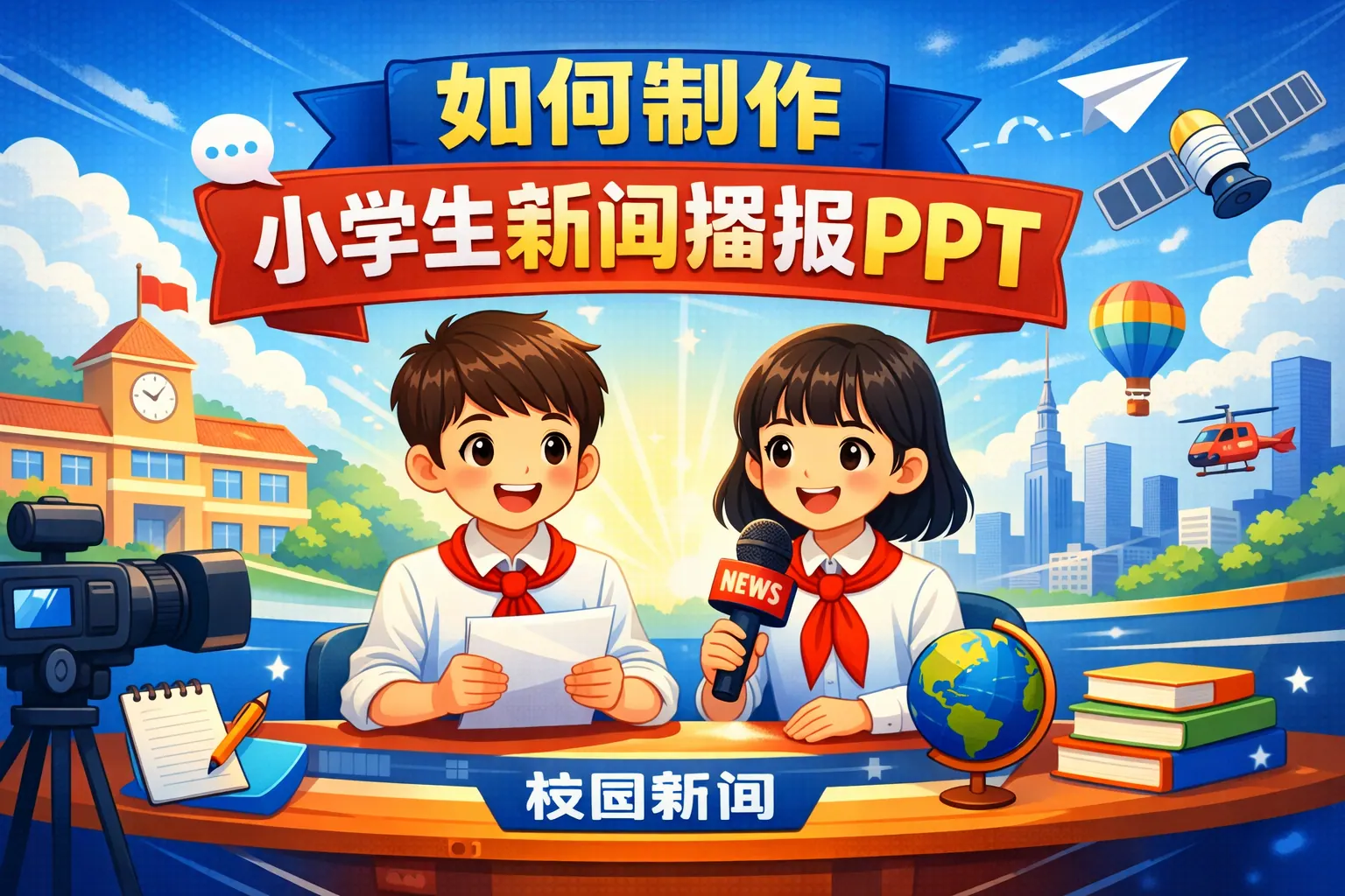 如何制作小学生新闻播报ppt