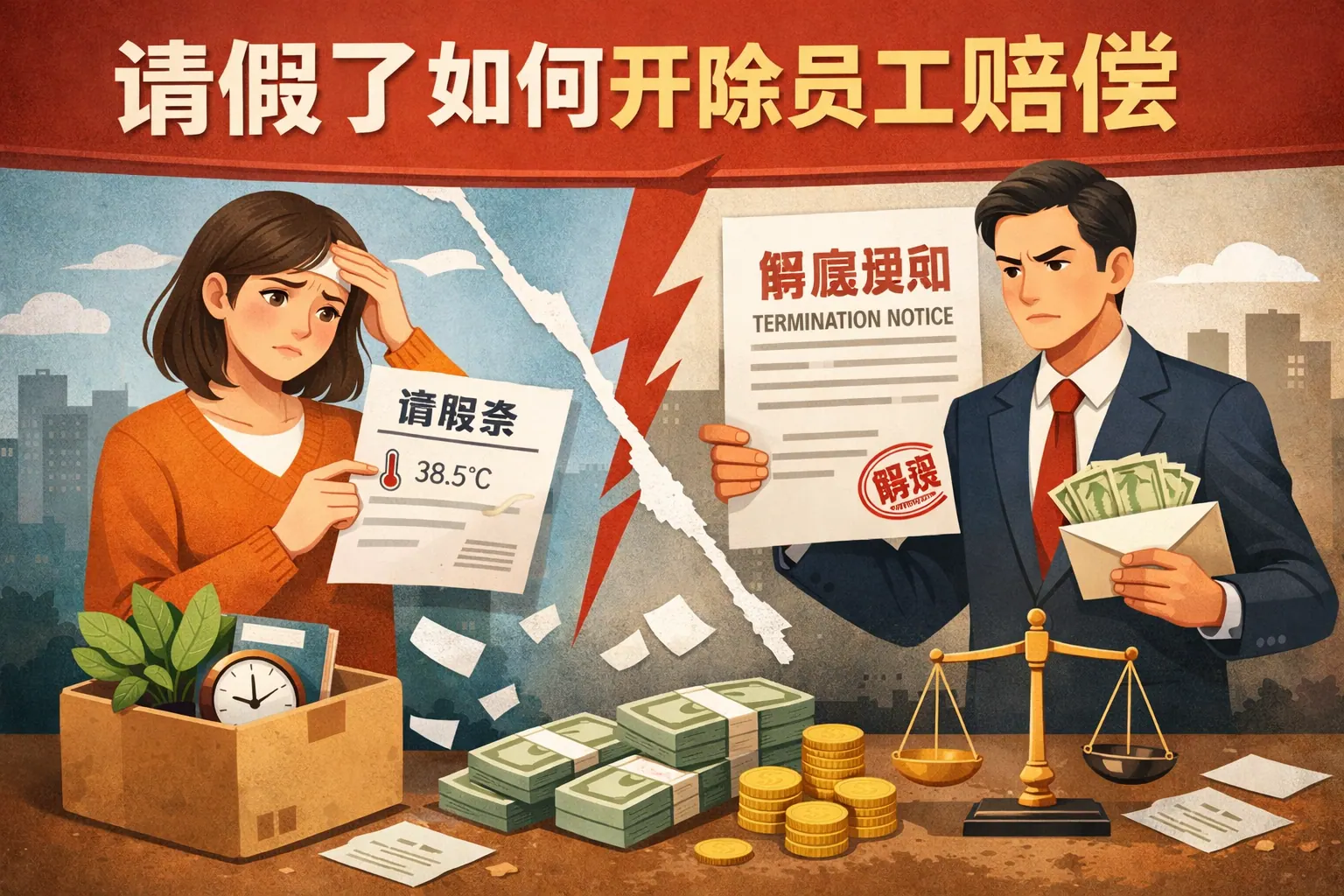 请假了如何开除员工赔偿