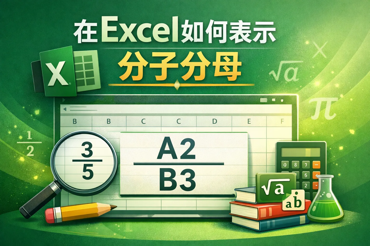 在excel如何表示分子分母