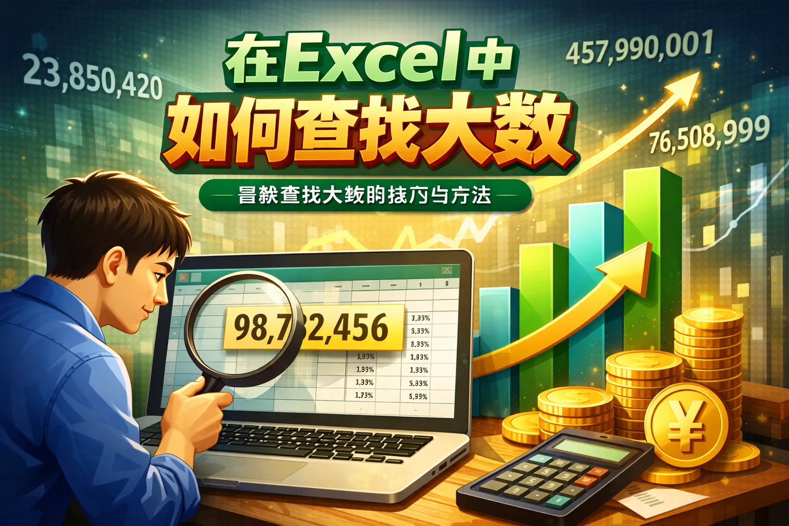 在excel中如何查找大数