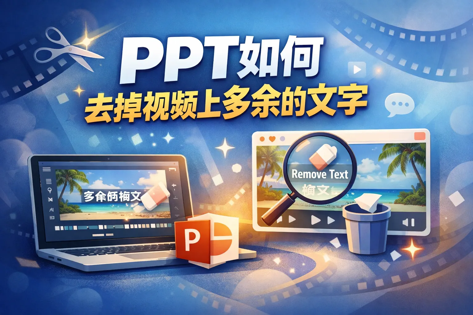 ppt如何去掉视频上多余的文字
