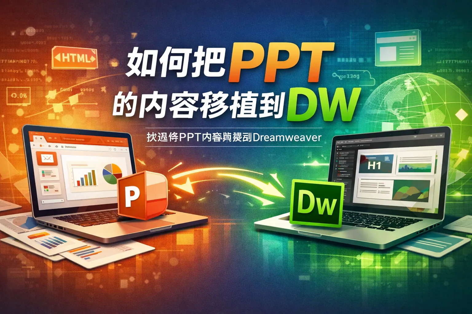 如何把PPT的内容移植到dw