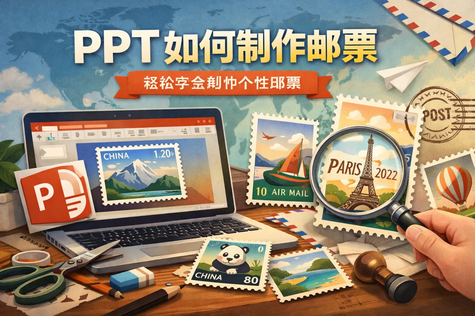 ppt如何制作邮票
