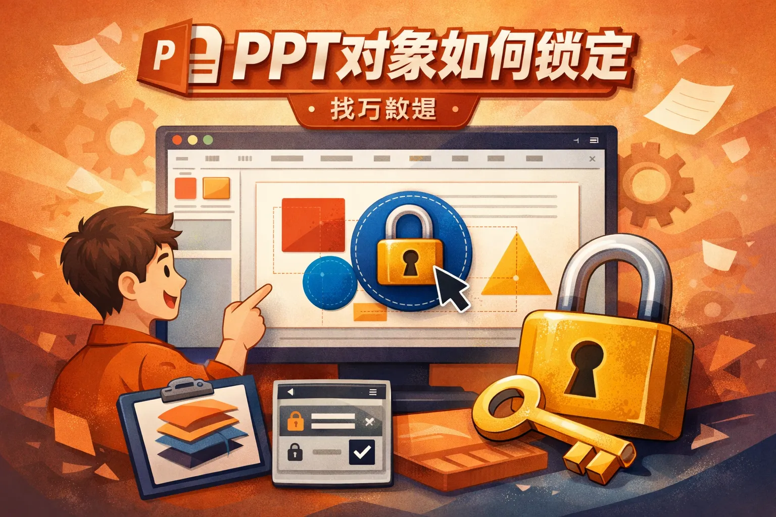 ppt对象如何锁定