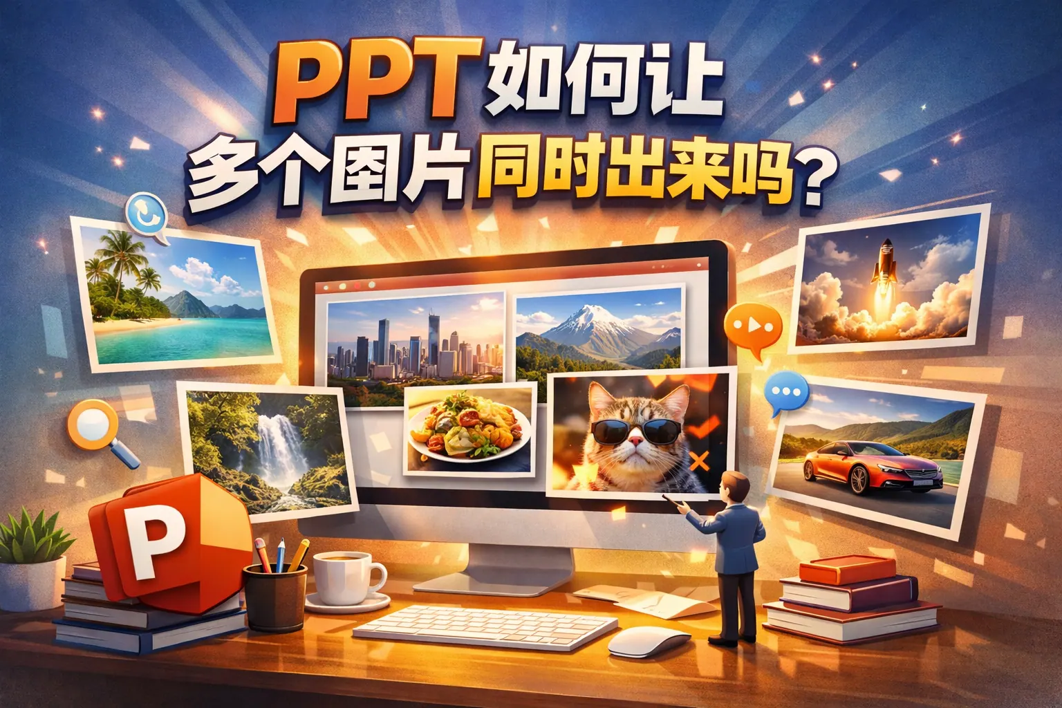 ppt如何让多个图片同时出来吗