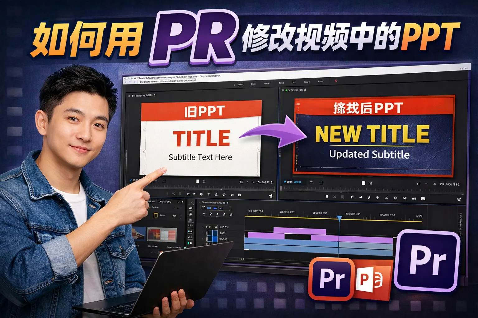 如何用pr修改视频中的PPT